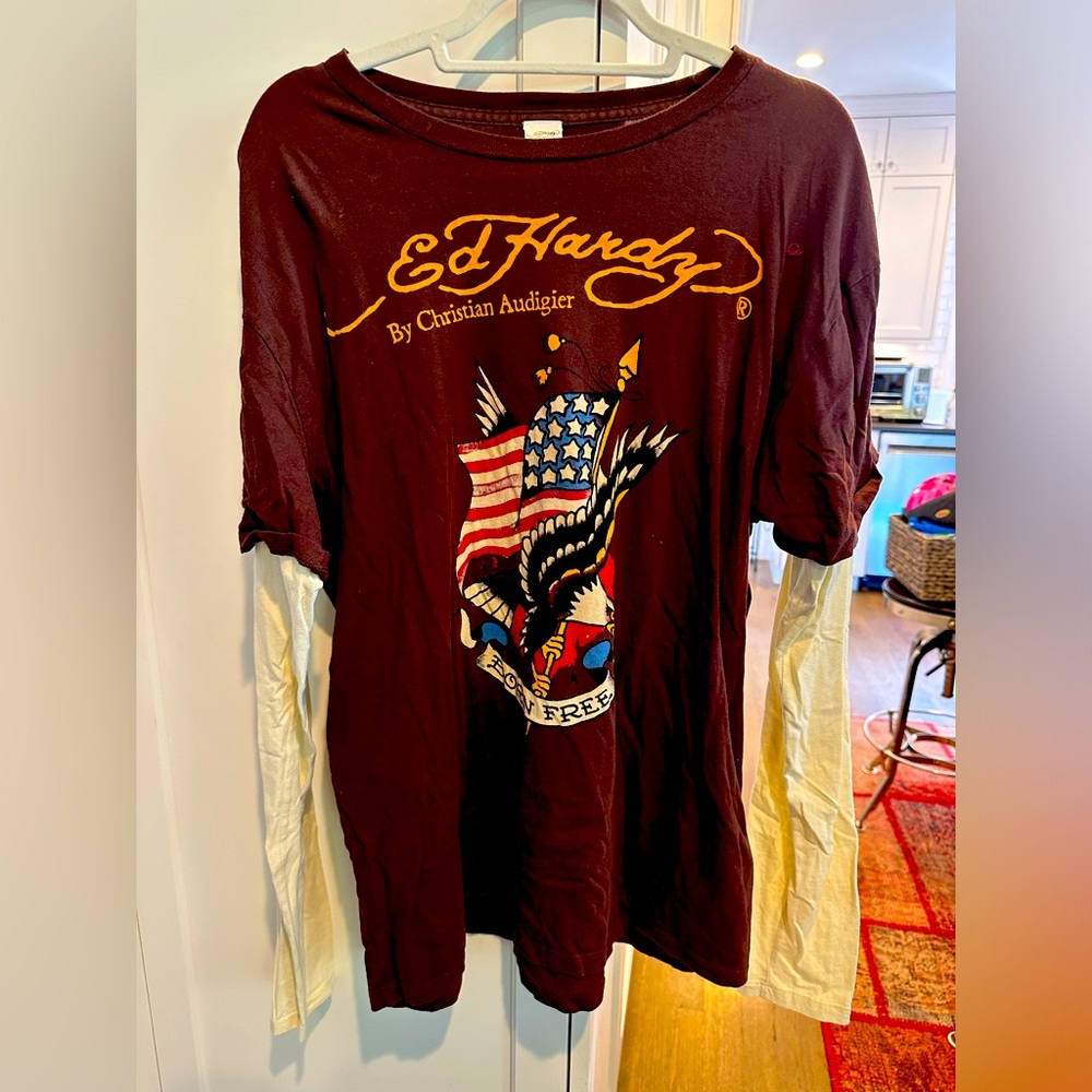 Men’s “Ed Hardy” by Christian Audigier long sleeved Tee size XXL